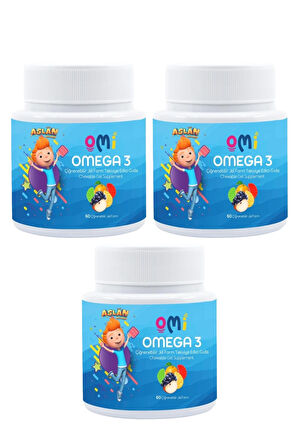 3 ADET Omi Omega 3 Çiğnenebilir Jel Form 60 Gummies Yumuşak Şeker