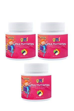 3 ADET OMİ Omi - Multivitamin Çiğnenebilir Jel Form 60 Gummies Yumuşak Şeker