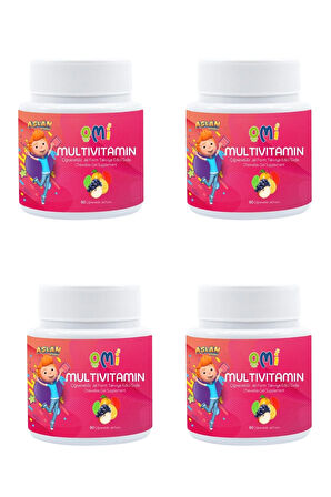 4 ADET OMİ Omi - Multivitamin Çiğnenebilir Jel Form 60 Gummies Yumuşak Şeker