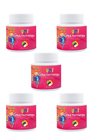 5 ADET OMİ Omi - Multivitamin Çiğnenebilir Jel Form 60 Gummies Yumuşak Şeker