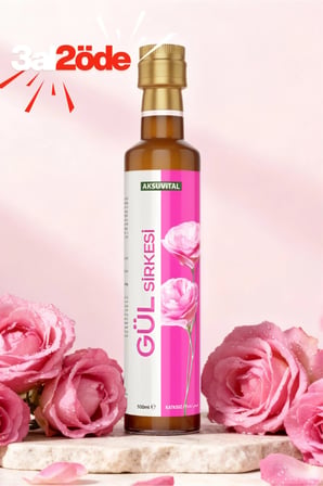 Aksu Vital Gül Sirkesi 500 ml Katkısız Cam Şişe