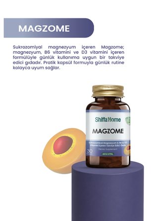 Shiffa Home Magzome Sukrozomiyal Magnezyum ve B6 D3 Vitamini 30 Kapsül