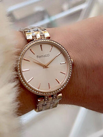Rosegold Çelik Şık Klasik Kadın Kol Saati+%100 Çelik Kolye Hediyeli