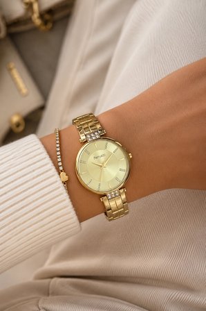 Ferrucci Taşlı Çelik Kasa Çelik Kordon Gold Renk Kadın Kol Saati 36 mm
