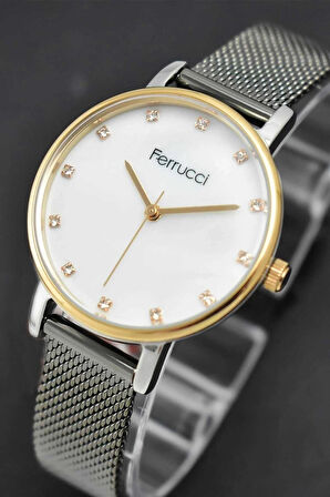 Ferrucci Hasır Çelik Kordon Füme Kadın Kol Saati