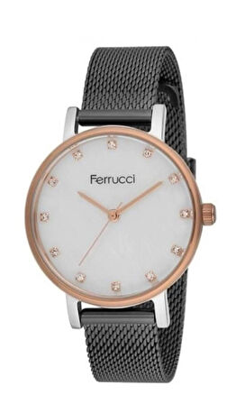 Ferrucci Hasır Çelik Kordon Füme Kadın Kol Saati