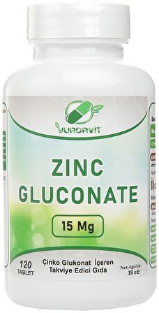 Yurdavit Zinc Gluconate 120 Tablet Çinko Glukonat