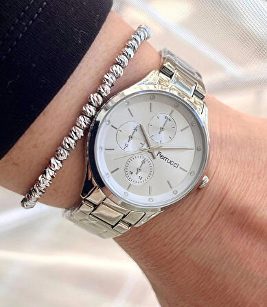 Ferrucci Silver Çelik Spor Şık Model Kadın Kol Saat+Dorika Bileklik