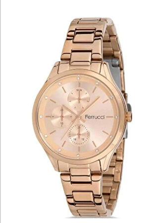 Ferrucci Rosegold Çelik Kadın Kol Saat+Nazarlıklı Set Hediyeli