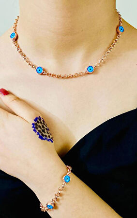 Ferrucci Rosegold Çelik Kadın Kol Saat+Nazarlıklı Set Hediyeli