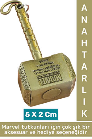 Yüksek Kaliteli Dekoratif Çok Şık Hediyelik Marvel Figürü Oynar Başlıklı Anahtarlık THOR ÇEKİCİ