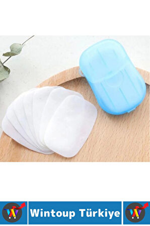 Seyahat Tipi Kamp Outdoor Okul Ofis Hafif Suda Kolay Çözünen Sabunluk Tasarımlı Kağıt Sabun 40 Adet