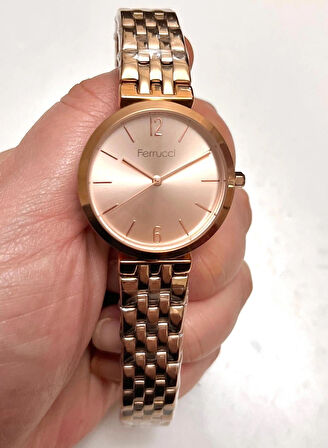 Ferrucci Rose Çelik Klasik Model Kadın Kol Saat+Bileklik Hediyeli