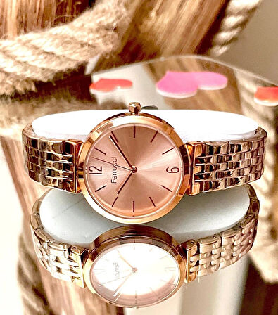 Ferrucci Rose Çelik Klasik Model Kadın Kol Saat+Bileklik Hediyeli