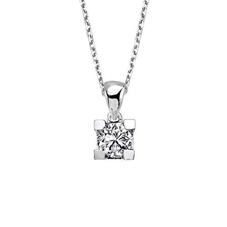 0.26ct Karat E-F vs Pırlanta Kare Tırnak Tektaş Kolye WPN3312-1