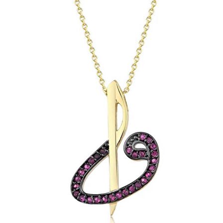 Yakut Vav Elif Kolye 