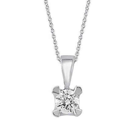 0.10ct Karat E-F VS Pırlanta Üçgen Tırnak Tektaş Kolye