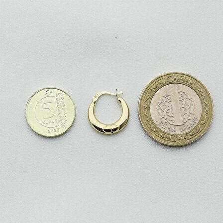 Çift Kalp Küçük Altın Küpe (Çap: 1.4cm)
