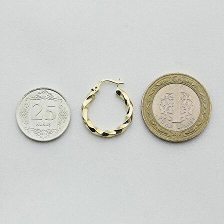 Burgu Altın Halka Küpe (Çapı: 1.9 cm) 