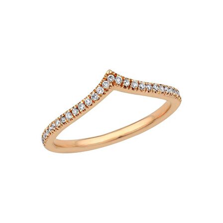 0.16 Karat Pırlanta Rose V Yarımtur Yüzük PY5211-1
