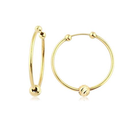 Dorikalı Altın Halka Küpe (Çapı: 2.7cm)