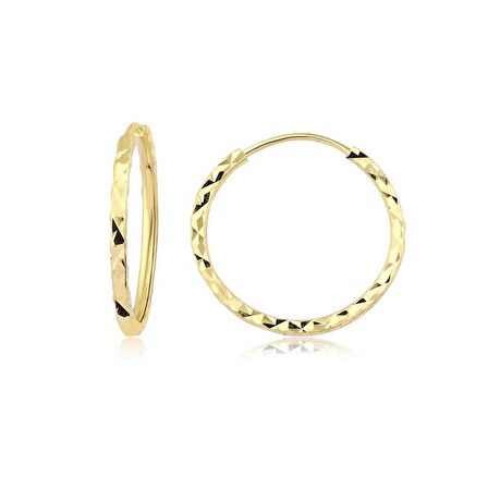 Yıldız Kalemli Altın Halka Küpe (Çapı: 2.2 cm)