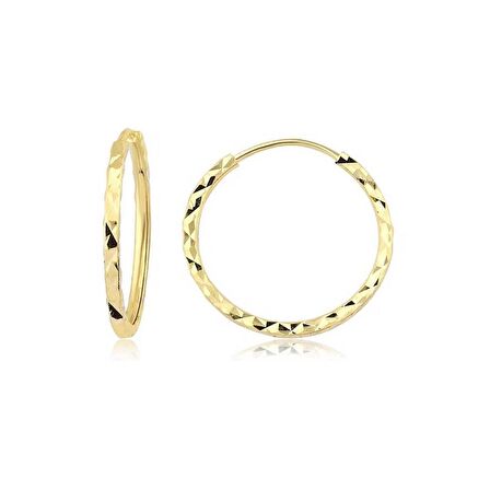 Yıldız Kalemli Altın Halka Küpe (Çapı: 2.2 cm)