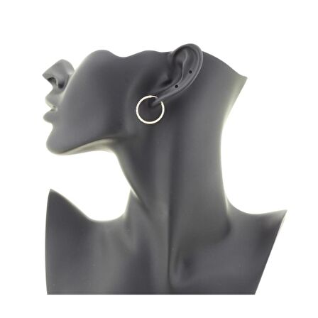 Yıldız Kalemli Altın Halka Küpe (Çapı: 2.2 cm)