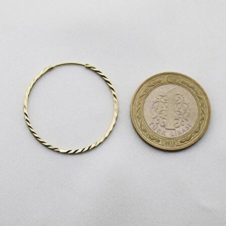 14 Ayar Kalemli Halka Küpe Sarı (Çapı: 3.5cm) W4E35044