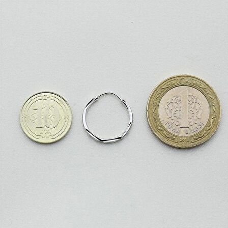 Beyaz Altın Kalem İşli Küçük Halka Küpe (Çapı: 1.80cm)