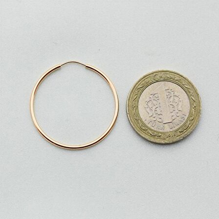 Pembe Altın Halka Küpe ( Rose gold - Çapı: 2.60cm)