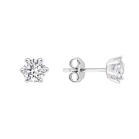 18 Ayar 0.14ct E-F vs Altı Tırnak Tektaş Küpe WPE3461