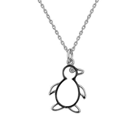 Pırlanta Penguen Altın Kolye 