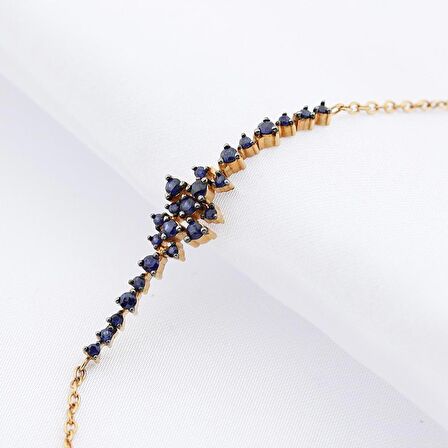 14 Ayar Altın 0.69 Karat Safir Üzüm Salkımı Bileklik