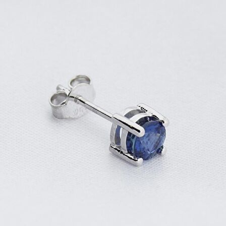 18 Ayar Altın 0.64 Karart Safir Tektaş Tek Küpe (Çift Değildir)