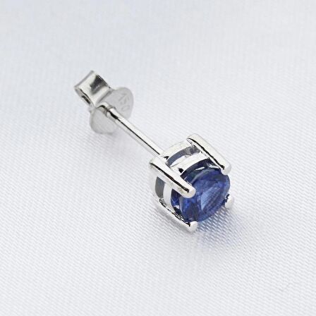 18 Ayar Altın 0.64 Karart Safir Tektaş Tek Küpe (Çift Değildir)