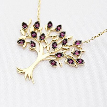 Yakut Hayat Ağacı Kolye