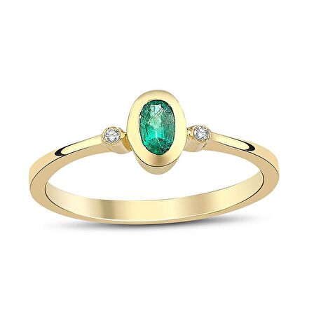 0.27 Karat Oval Zümrüt 0.02 Karat Pırlanta Yüzük