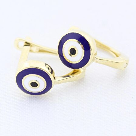 Mine Göz Nazarlık Klipsli Altın Çocuk Küpe