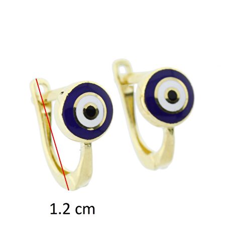 Mine Göz Nazarlık Klipsli Altın Çocuk Küpe