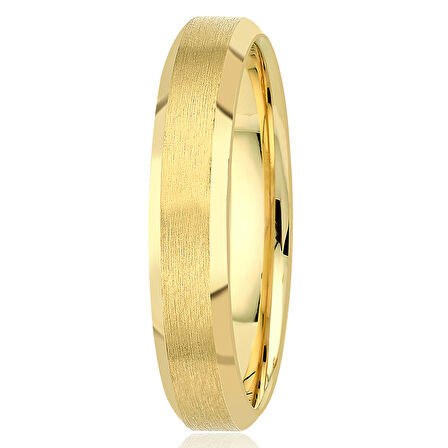 Erkek 4mm Kibrit Çöpü Mat Çatı Altın Alyans