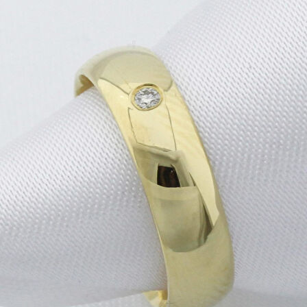 Elişi Altın 5mm Pırlanta Tektaş Alyans