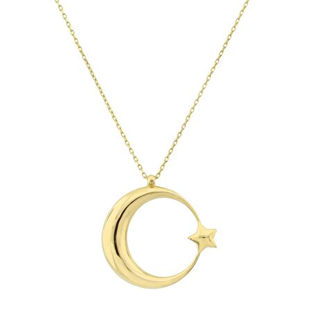 Altın Ay Yıldız Kolye