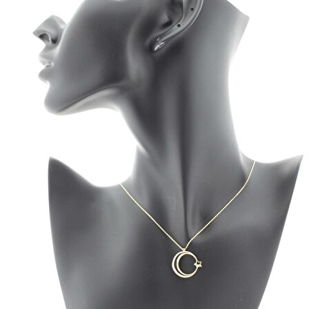 Altın Ay Yıldız Kolye