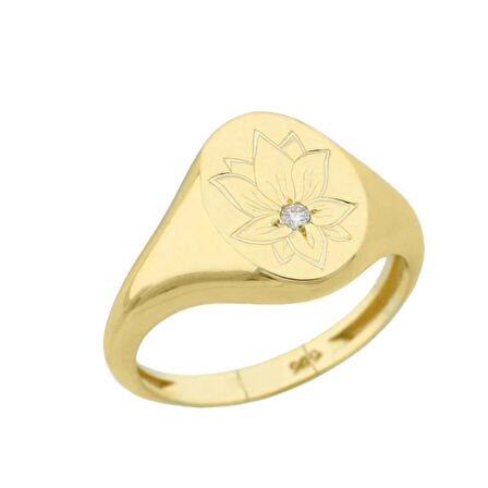 Pırlanta Lotus Çiçeği Altın Yüzük