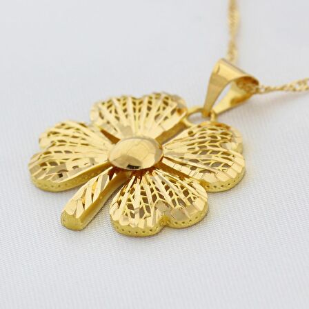 22 Ayar Altın Kalp Yonca Kolye