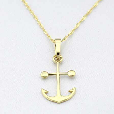 14 Ayar Altın Tasarım Çapa Kolye