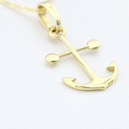 14 Ayar Altın Tasarım Çapa Kolye