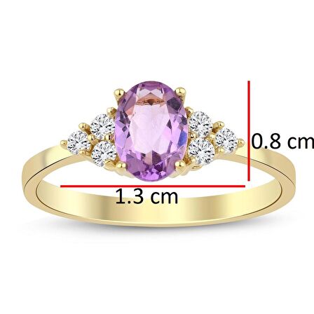Oval Ametist Taslı Tasarım Pırlanta Yüzük