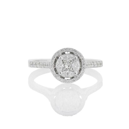 Markiz Pırlanta Taşlı Tasarım Yüzük - 0.42 Karat 